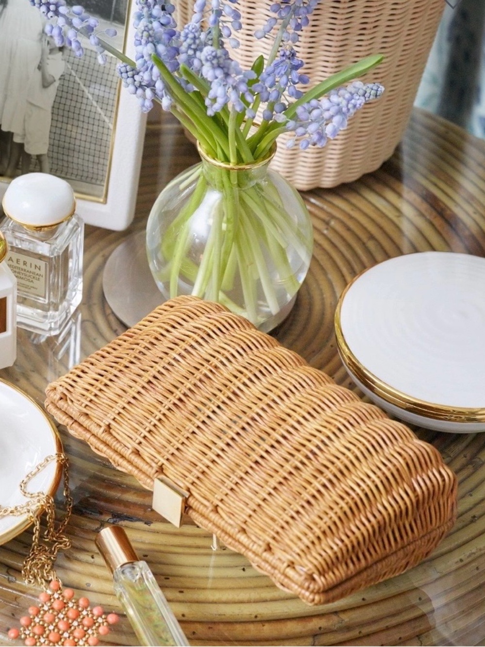 Aerin Adelina Wicker Clutch in Natural NWT - Picture 4 of 4